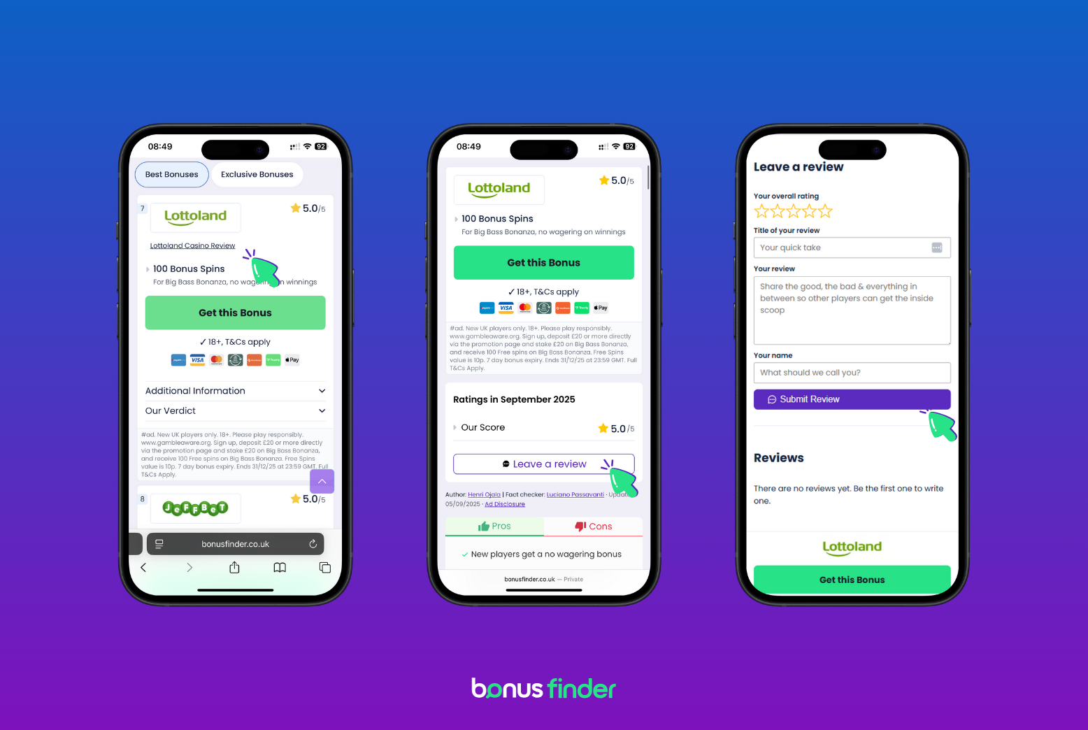 How to leave a review on BonusFinder